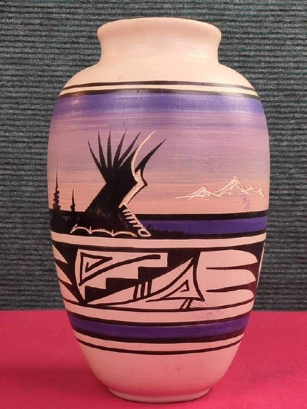 Naatsilid Hand Painted Pottery Vase Navaho, Signed
